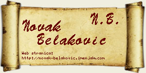Novak Belaković vizit kartica